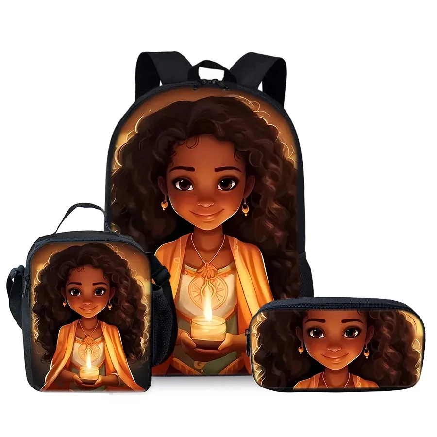 ensemble de trois pièces à motif de fille, sac à dos + sac à déjeuner + trousse à crayons pour garçons/filles, meilleurs cadeaux pour enfants, sac d'école pour ordinateur portable avec dessin animé 2d pour adolescents