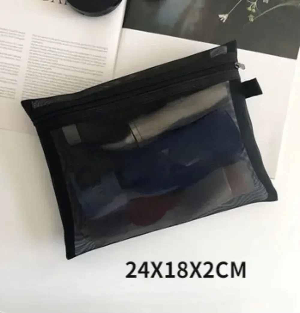 sac à cosmétiques en maille pour femmes, rangement de voyage, sac de maquillage, organisateur, pochette de maquillage portable, petite et grande trousse de toilette et de beauté