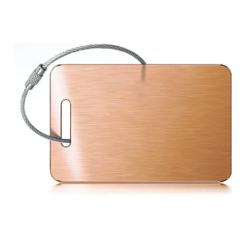 étiquette de bagage avec texte personnalisé, étiquette de valise personnalisée en acier inoxydable, accessoires de voyage anti-perte, étiquettes d'identification de gravure laser