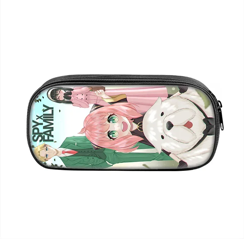 boîte à stylos espion × famille, sac pour étudiants, fournitures scolaires de grande capacité, trousses à crayons de jeu à fermeture éclair, cadeau d'anniversaire pour enfants
