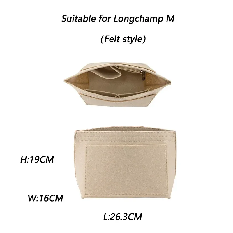 organisateur insérer pour longchamp grand petit mini taille fourre-tout sac feutre sac de rangement sac à main insérer sac à main doublure sacs accessoires