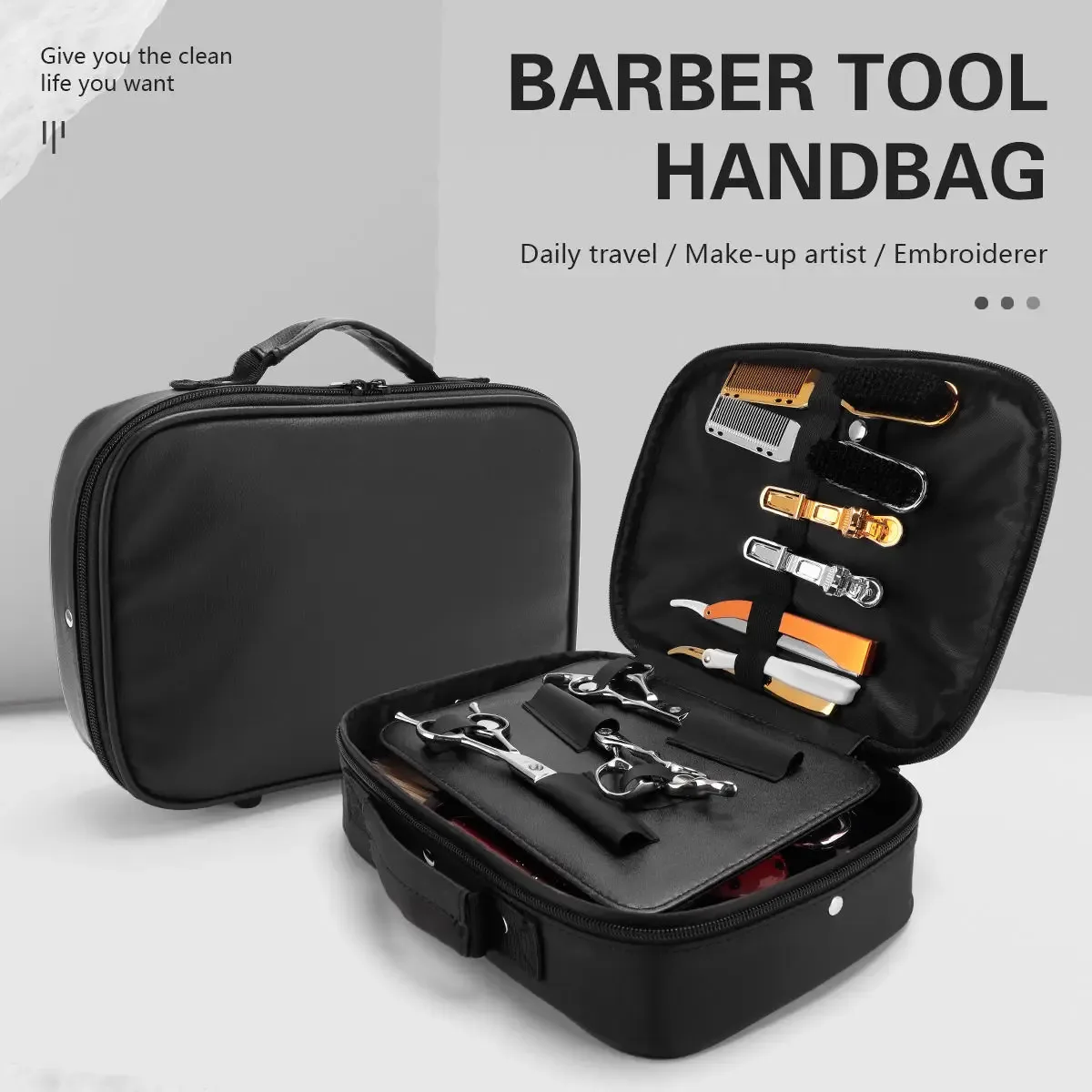 Sac de rangement multifonctionnel pour tondeuses, peignes, accessoires de salon de beauté, accessoires de coiffeur, sac de barbier