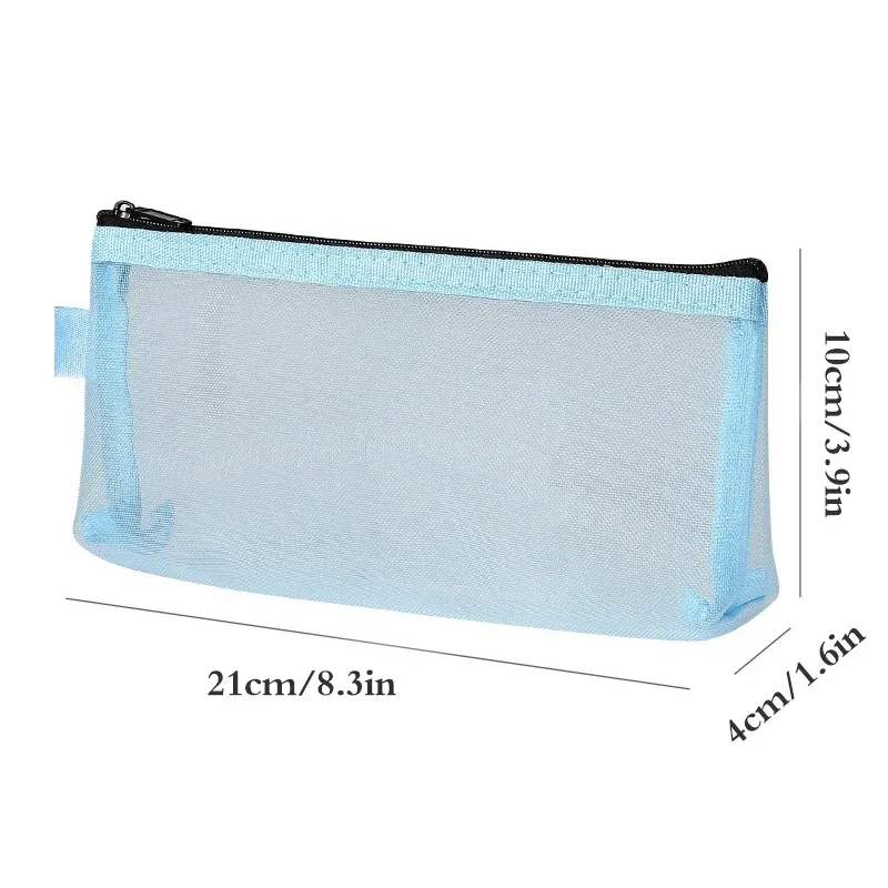 sac transparent de rangement de cosmétiques rond en maille, pochette de rangement de pinceaux de maquillage de grande capacité, étui à cosmétiques de voyage pour outils de pinceaux