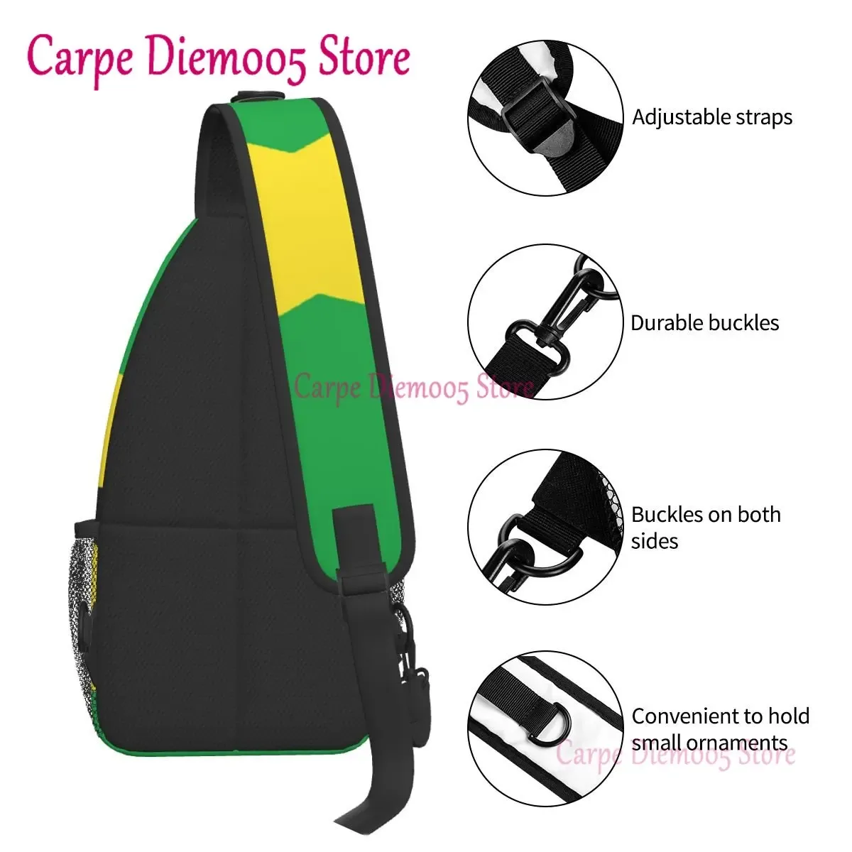 sac à dos à bandoulière drapeau de la jamaïque pour hommes et femmes, sac de sport durable pour le cyclisme, les voyages, la randonnée, le jour