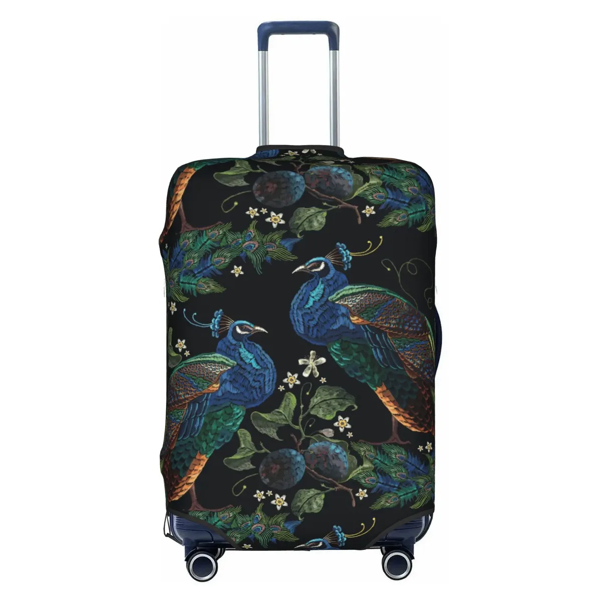housse de protection pour bagages, motif paon amusant, violet clair sur violet, housse de valise de voyage élastique à motif animal