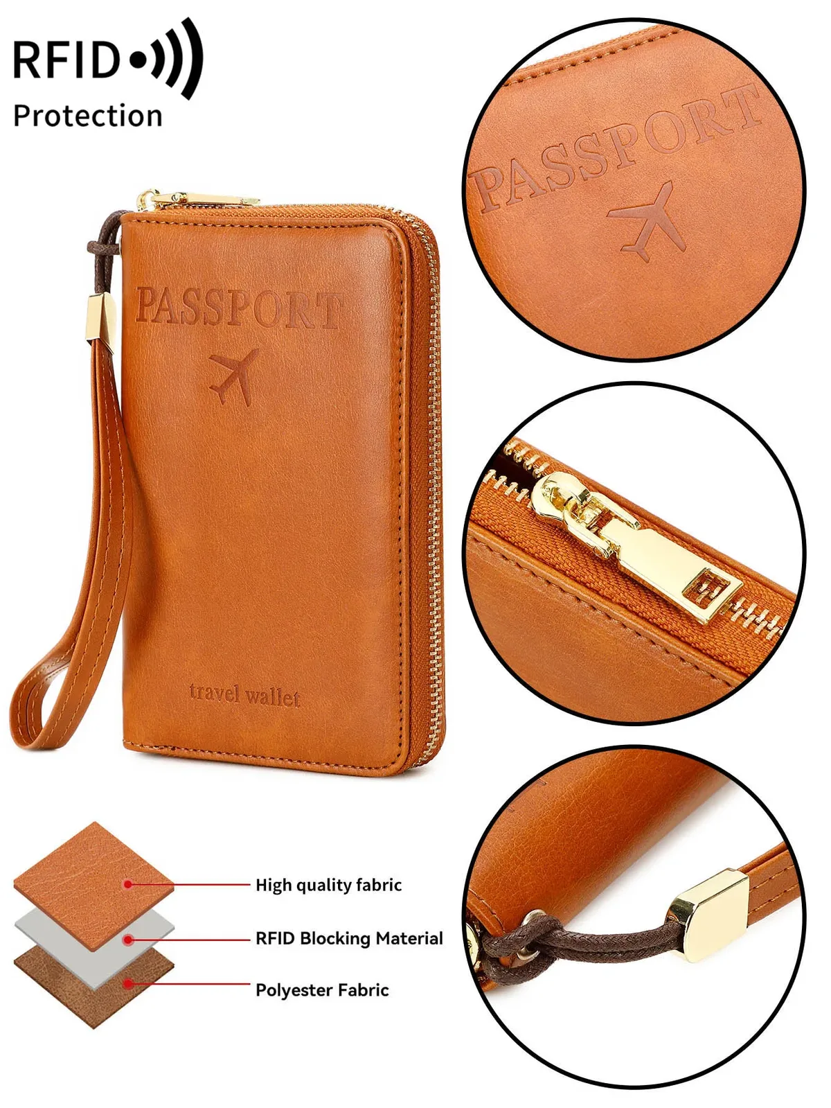 sac de passeport de voyage en cuir pu, porte-passeport simple et portable de grande capacité, porte-carte d'identité multifonctionnel, accessoires de voyage