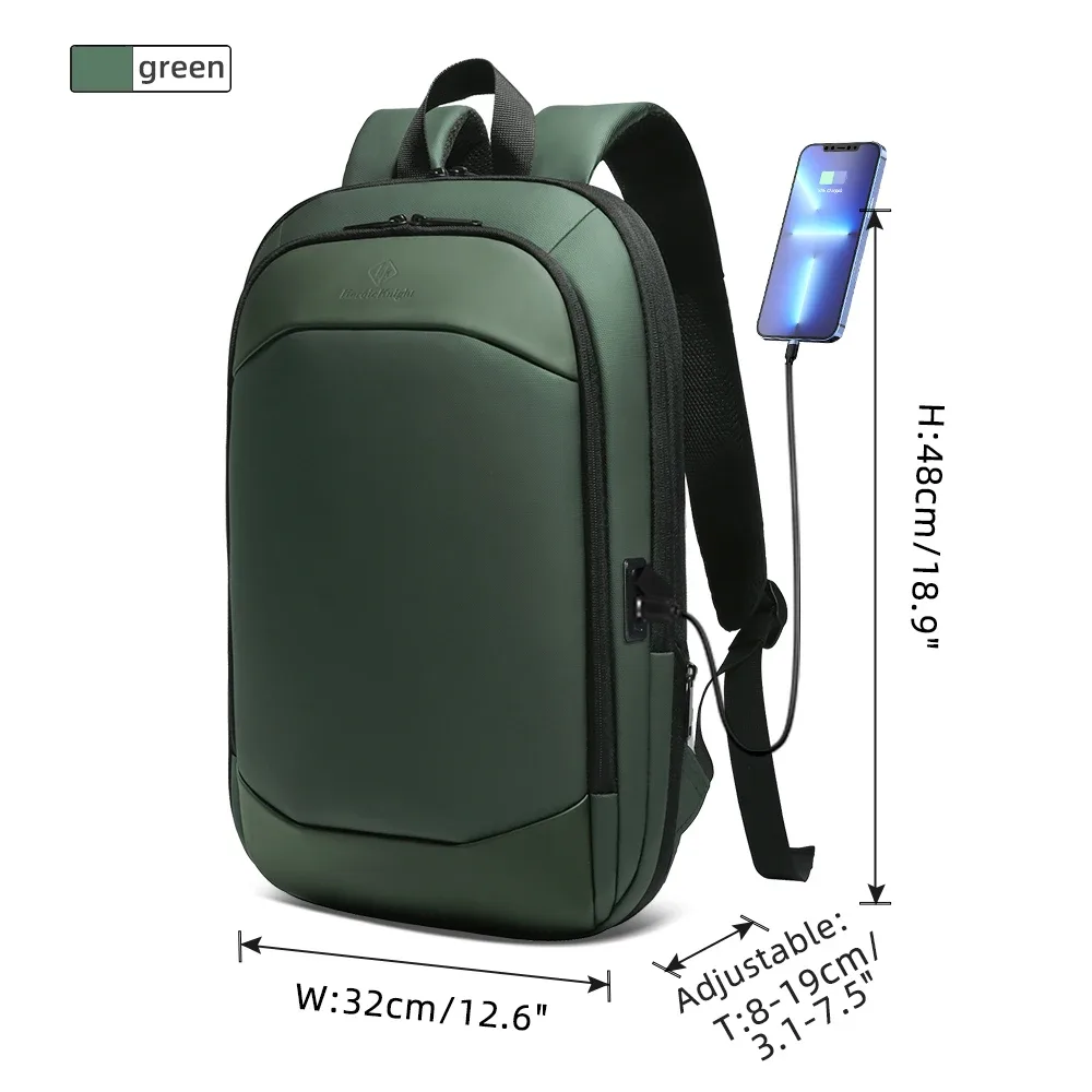 heroic knight-sac à dos d'affaires étanche pour homme et femme, sac pour ordinateur portable mince 17 ", sac d'école de luxe avec usb, fermeture éclair ykk, mode de travail