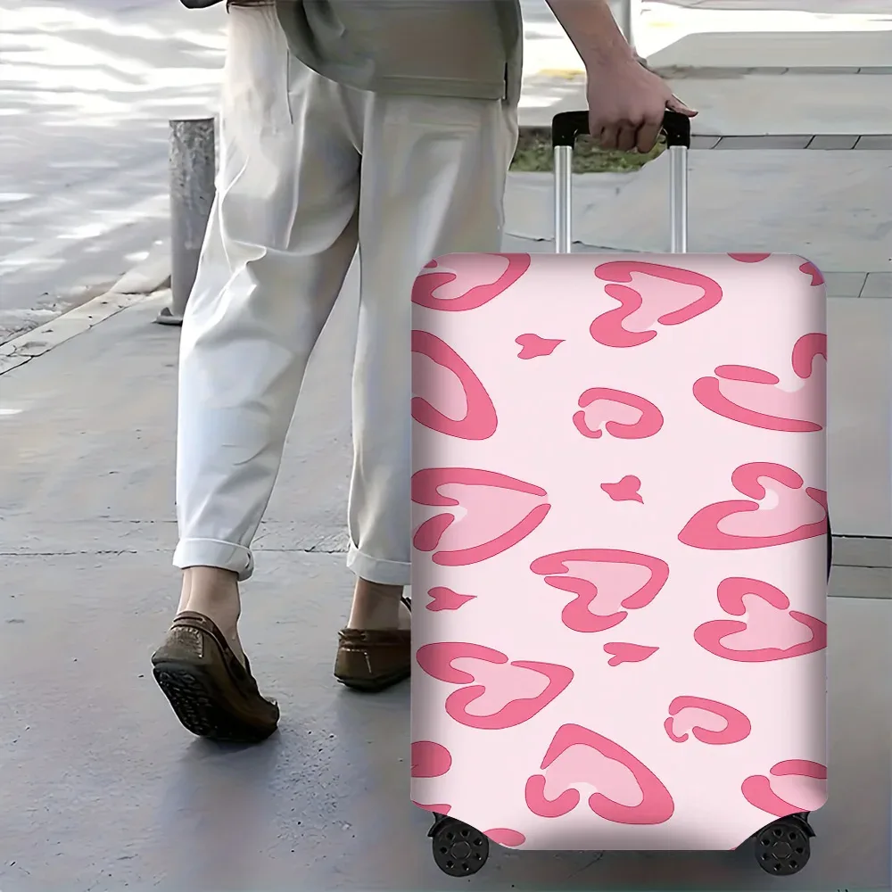 1 housse de bagage à motif abstrait rose pour bagages de 18 à 32 pouces ; accessoires de voyage anti-poussière et élastiques pour une protection efficace