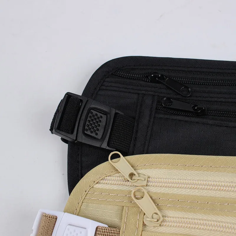 sac de taille invisible pour passeport de voyage, pochette de ceinture d'argent, portefeuille de sécurité caché, sac de rangement de cadeau, support de téléphone de sport