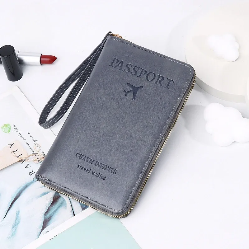 porte-passeport multifonction unisexe pour hommes et femmes, fermeture éclair, étui portefeuille en cuir pu, protection pour billets, accessoires de voyage