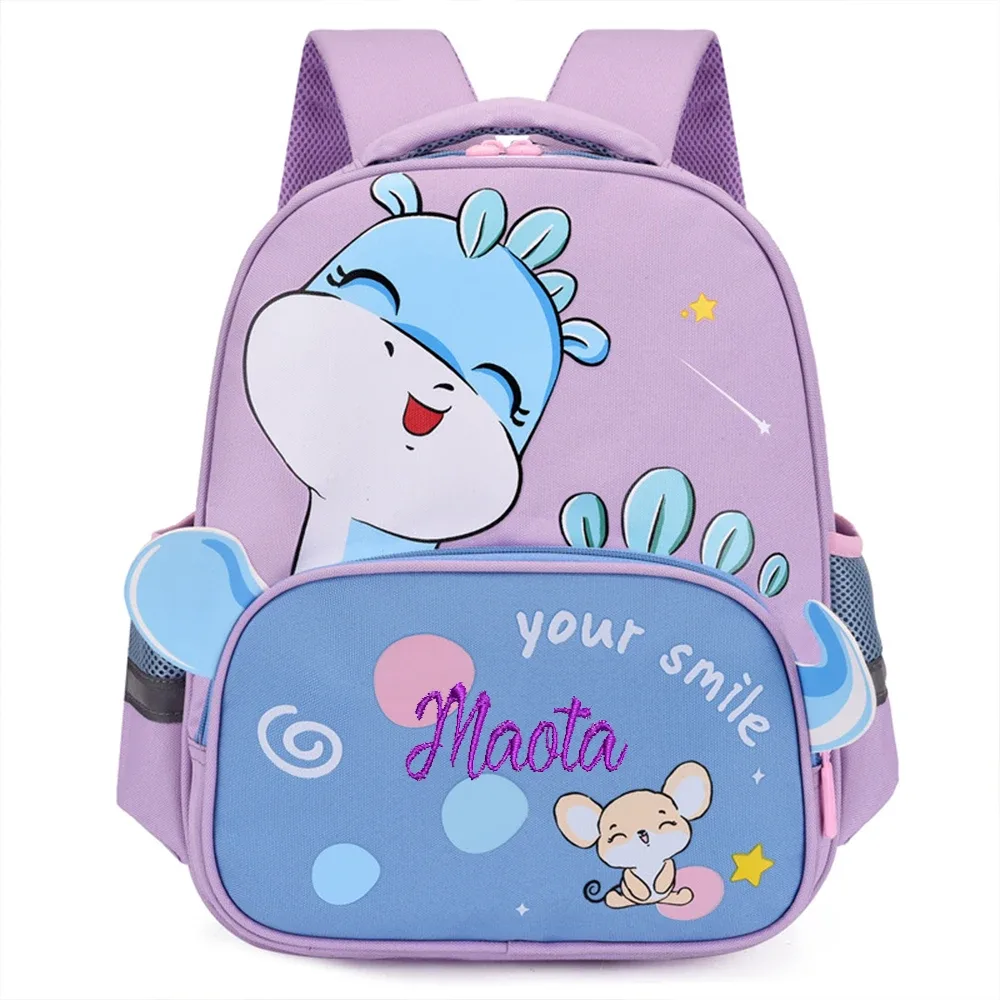 sac à dos de dessin animé mignon 2025, sac de maternelle grande capacité, sac de campus brodé personnalisé, pack cadeau personnalisé avec votre nom