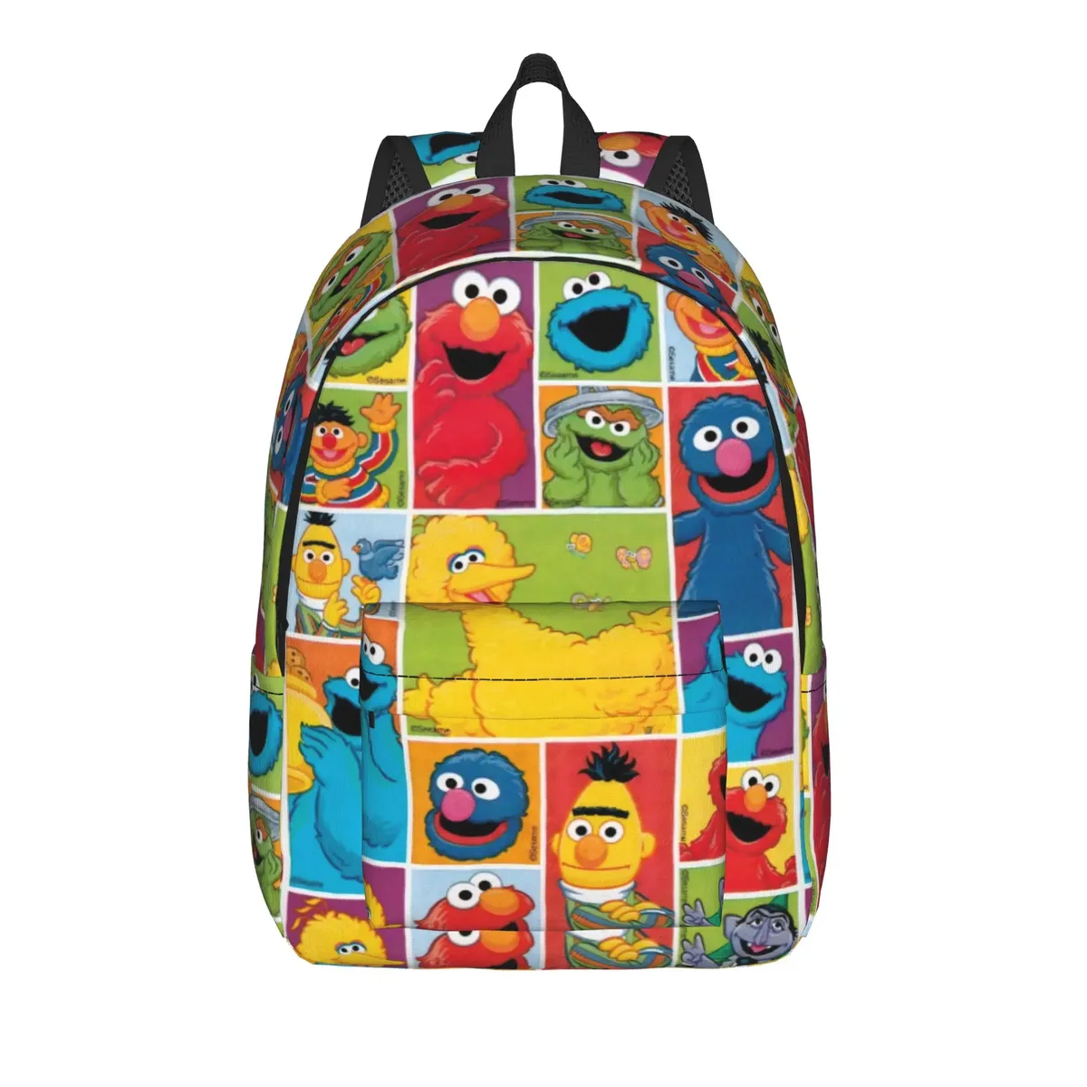 sac à dos décontracté sesames streets avec poche, sac à dos de randonnée pour étudiants, sac à dos cookie monster pour hommes et femmes, sacs en toile pour ordinateur portable