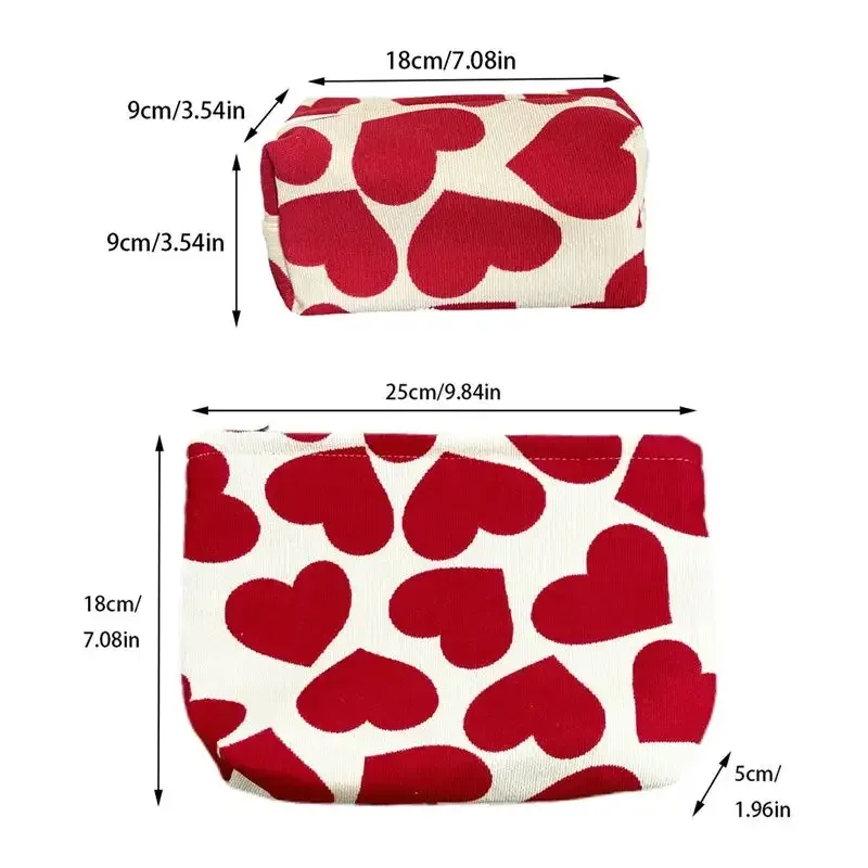 trousse de maquillage à motif imprimé cœur pour femme, grande capacité, pochette cosmétique, trousse de toilette, trousse de rangement pour produits de toilette, poudres de maquillage
