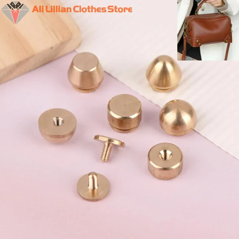 5 jeux de rivets et vis en laiton massif de haute qualité, bricolage de sac en cuir, décoration de valise, pieds de bouton, accessoires de rivets