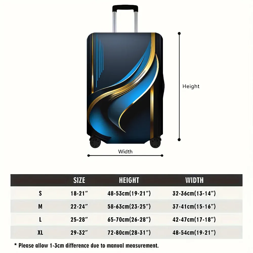 1 housse de valise avec un motif imprimé doré style fluide, adaptée aux valises de 18 à 32 pouces ; housse de valise