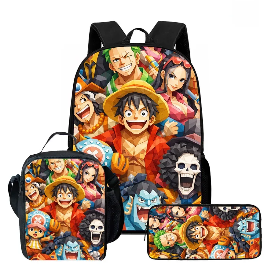 ensemble de sac à dos scolaire 3 pièces 15 pouces avec sac à lunch et trousse à crayons, durable, léger, unisexe, pour garçons et filles de 6 à 10 ans