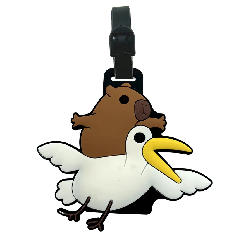accessoires de voyage, étiquettes de bagages, capybara de dessin animé, bagages en pvc, porte-carte d'identité, porte-adresse, étiquette de bord pour bagages, étiquette portable
