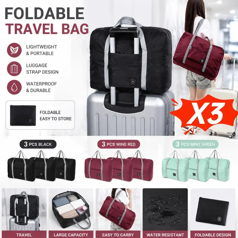 Sac de voyage pliable 1-3 pièces pour les compagnies aériennes, sac de transport léger de grande capacité, pour les voyages sportifs de week-end, pour unisexe