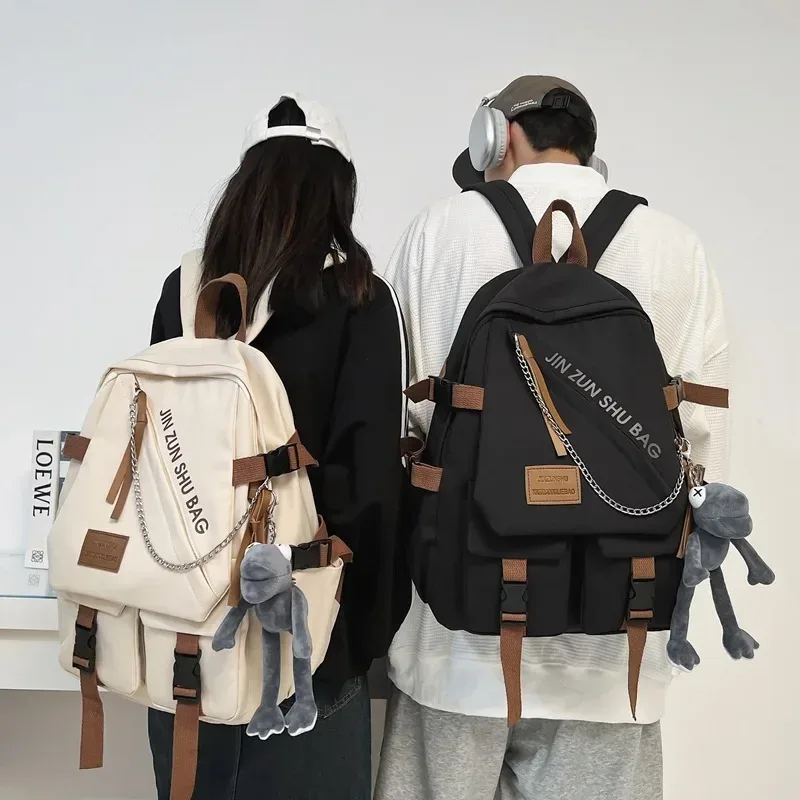 nouveau sac à dos simple de grande capacité harajuku campus couple loisirs ordinateur voyage lycée cartable