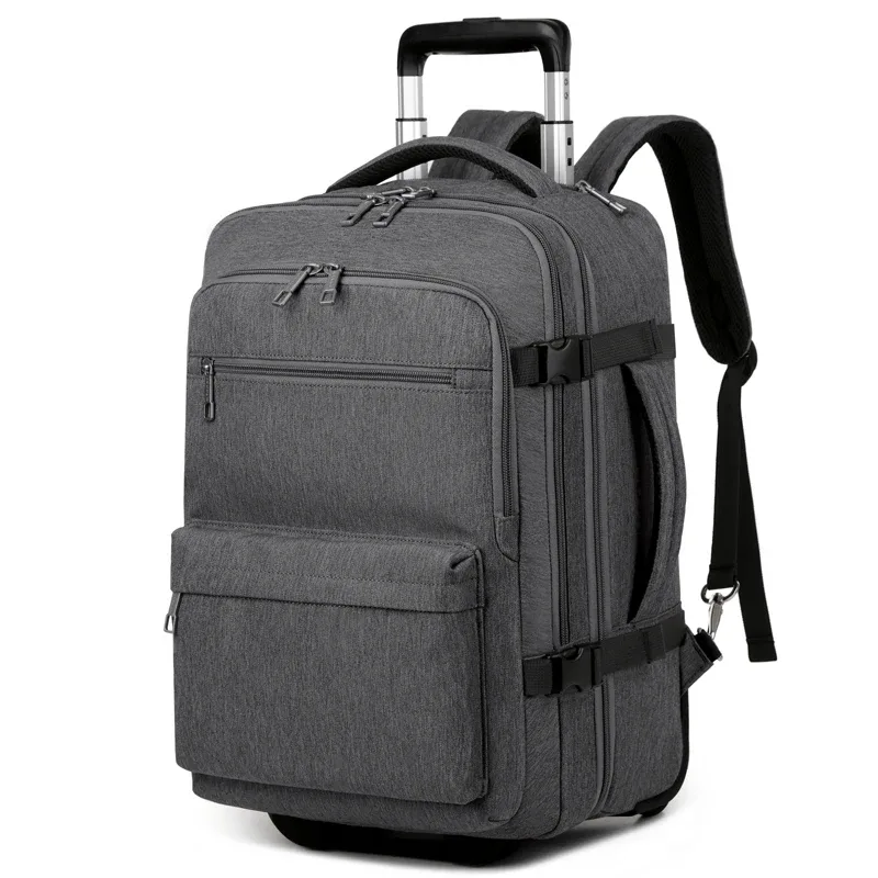 sac à dos roulant bagage à main, sac à dos de voyage pour ordinateur portable avec roulettes pour hommes femmes, sac à dos à roulettes résistant à l'eau