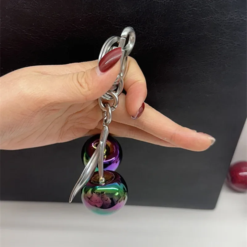 pendentif cerise de couleur dégradée pour sac à main d'entraîneur, sacs à bandoulière, accessoires cadeau, porte-clés pendentif cerises pour femmes