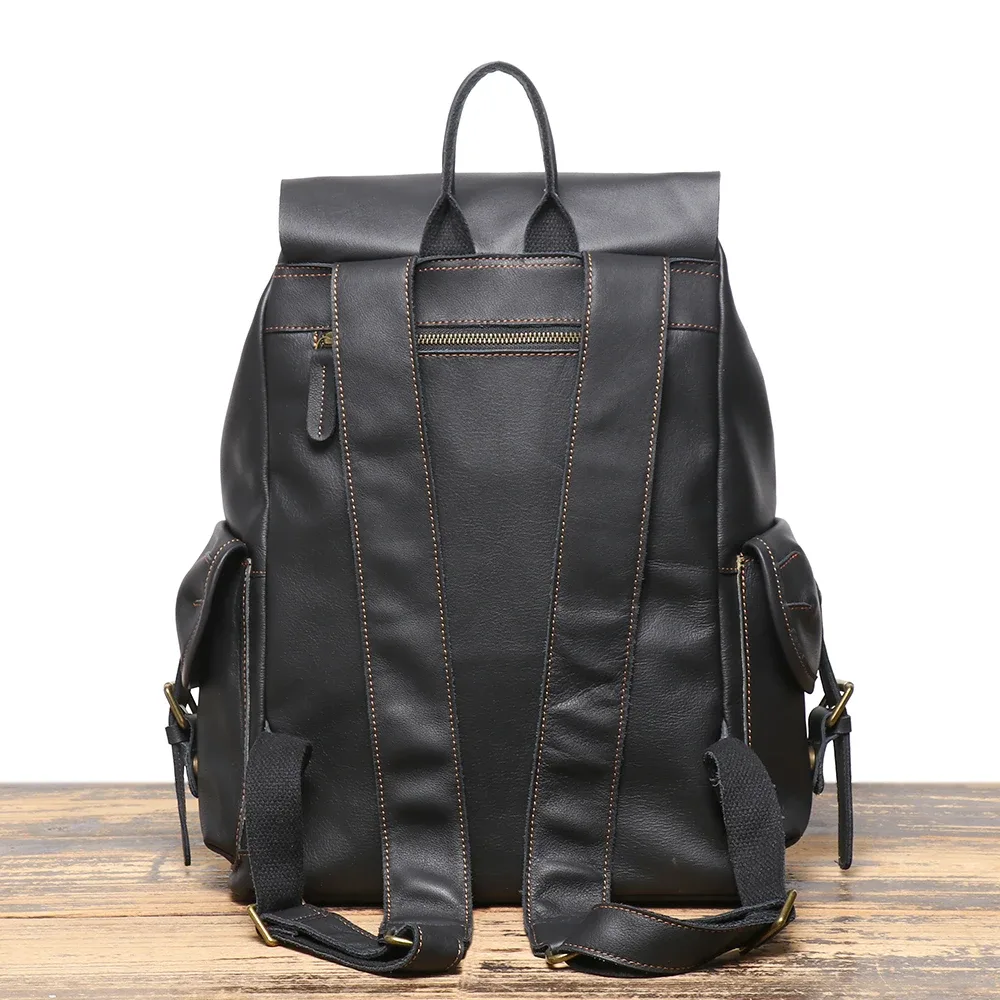 luokir vintage en cuir véritable unisexe couche supérieure en peau de vache sac à dos grande capacité ordinateur portable voyage sac à dos parachutiste sac