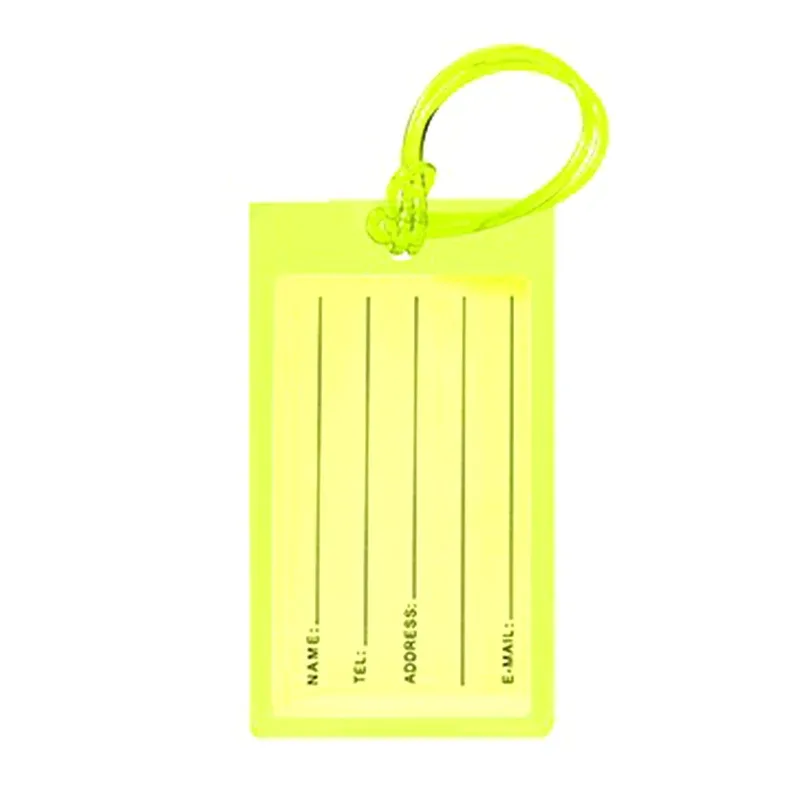 étiquette de bagage de voyage en pvc souple, étiquette de valise en silicone, étiquette de nom de sac, manchon de carte, document d'avion, vente en gros, accessoires