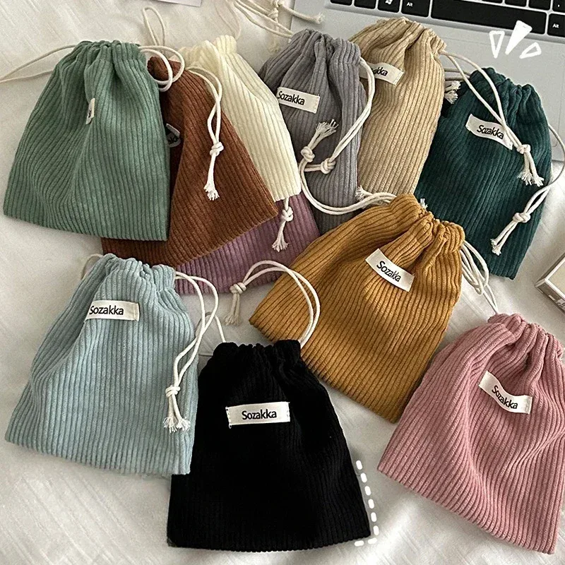 sac à cosmétiques à cordon de couleur unie, 1 pièce, pochette de voyage pour cosmétiques, rouge à lèvres, bonbons, sac d'emballage cadeau de noël, sac de rangement
