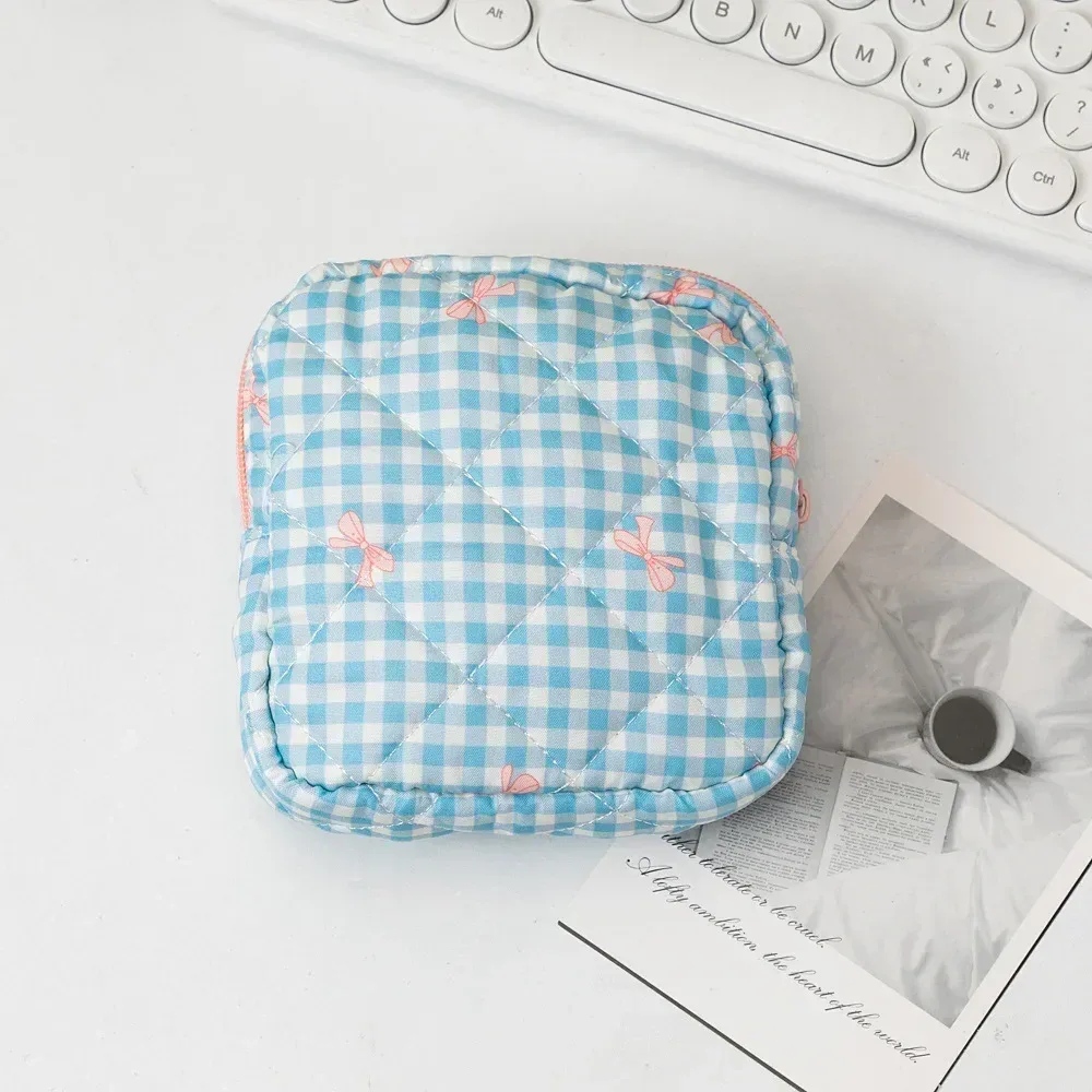mini sac à cosmétiques avec nœud mignon pour femmes, sac de rangement pour serviettes hygiéniques, porte-tampon portable, mini sac de rangement pour maquillage et rouge à lèvres