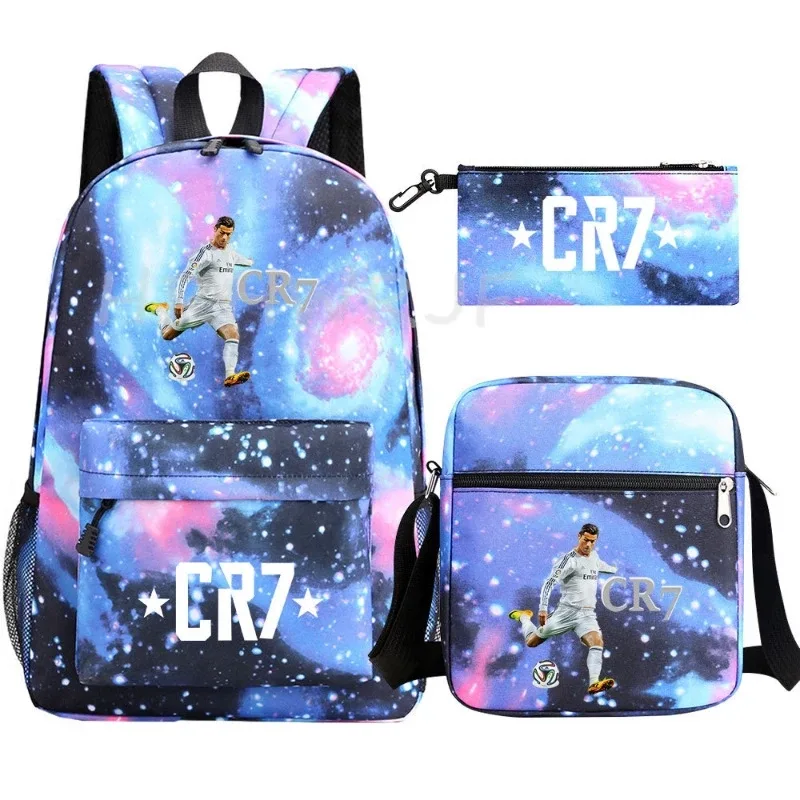 ensemble de sacs à dos imprimés sports cr7 pour adolescents, sacs d'école décontractés adaptés aux garçons et aux filles, mochilas de voyage légères