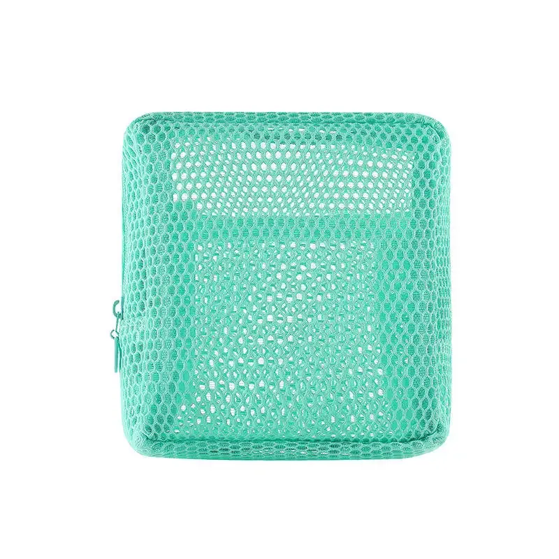 sac à cosmétiques carré en maille pour femmes, mignon, écouteurs portables, rouge à lèvres, serviettes hygiéniques, pochette de rangement, petits sacs de maquillage à fermeture éclair