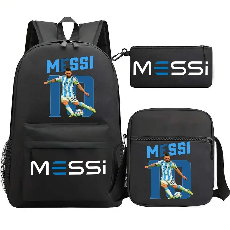 lot de 3 sacs à dos messi en nylon, simples, pour le sport, avec compartiment pour ordinateur portable, sacs à dos décontractés pour l'école, les voyages et les trajets quotidiens