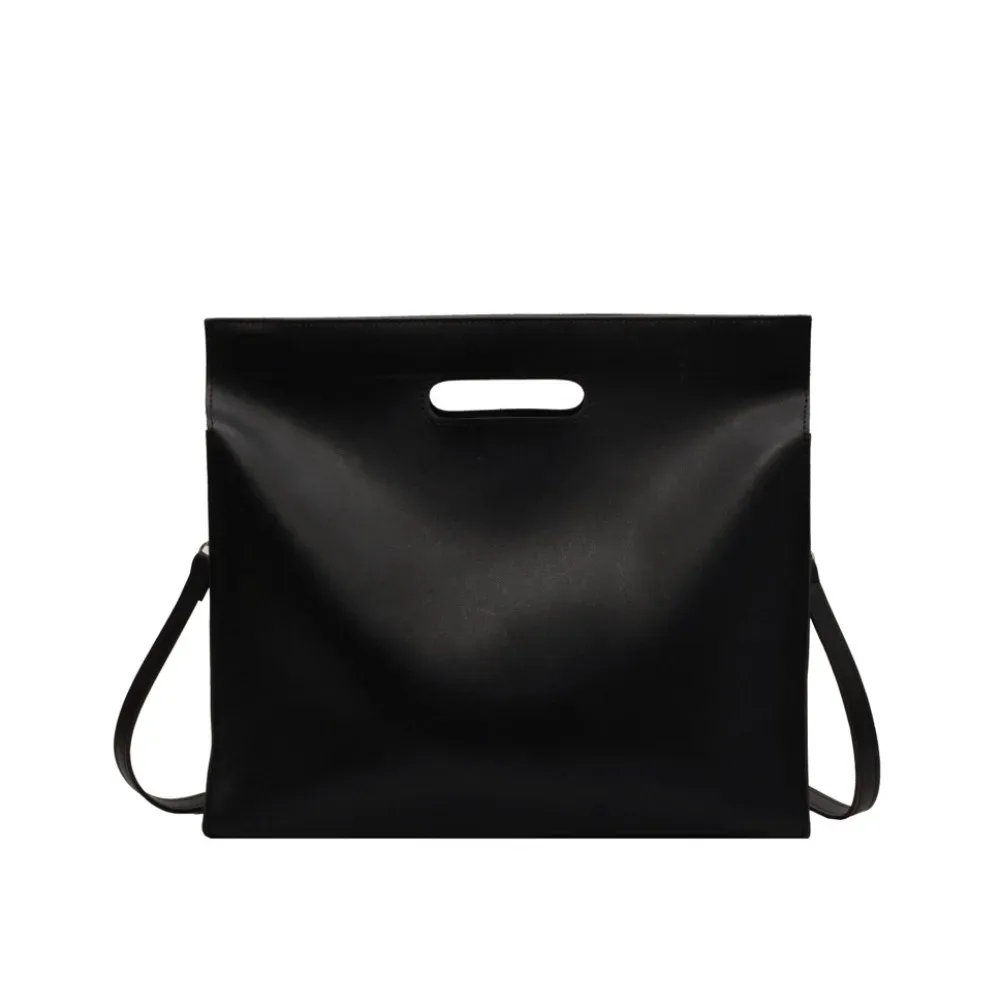 sac fourre-tout élégant en pu pour documents de bureau, grande capacité, couleur unie, sacoche pour ordinateur, sac bandoulière, sac à documents pour filles
