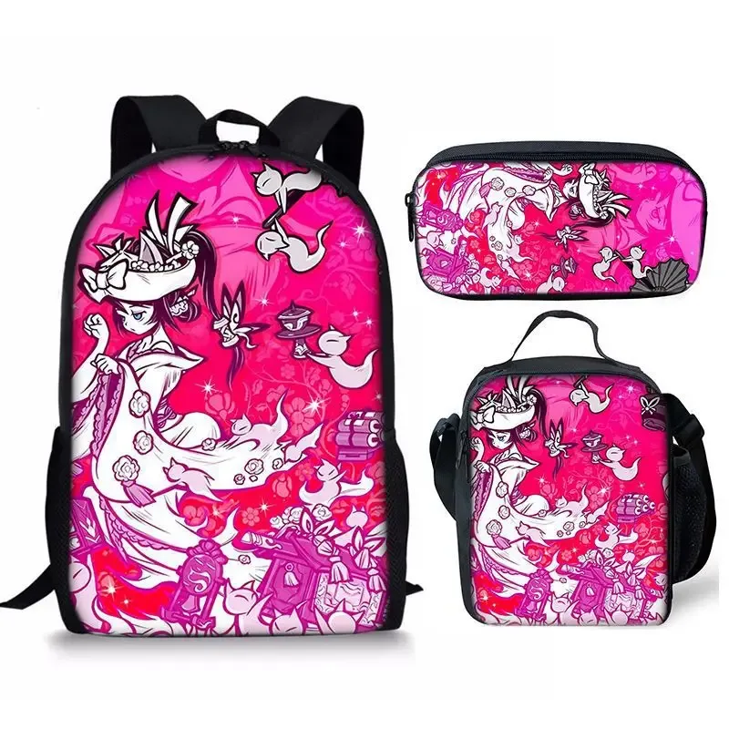 the battle cats – ensemble de trois pièces, sac à dos pour étudiant, sac à stylos, sac de repas, ensemble de trois pièces