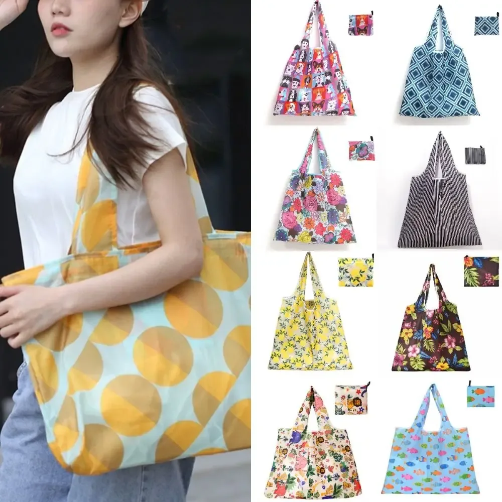 sac de courses pliable de grande capacité, plusieurs styles, fourre-tout de recyclage léger et lavable, sac de rangement portable écologique