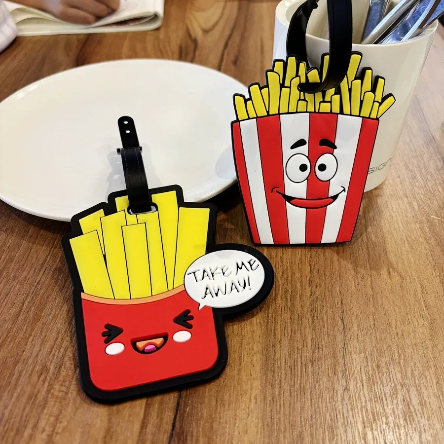 étiquette de bagage burger à chips de pomme de terre, signe suspendu, étiquette nominative pour voyage d'affaires, valise, aéroport, plaque d'identification anti-perte na, 1 pièce/3 pièces