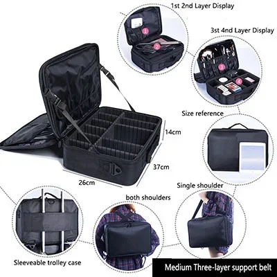 étui à pinceaux de maquillage, sacs de maquillage, valise de maquillage professionnelle complète pour femmes, vanité maleta maquillaje, boîte de rangement d'outils pour ongles