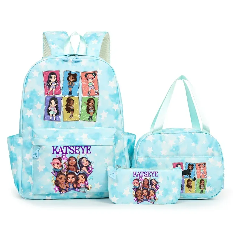 sac à dos katseye music avec imprimé neige, capacité 3 pièces, pour étudiants du collège/lycée, avec sac à déjeuner, sac de voyage, mochila pour femme