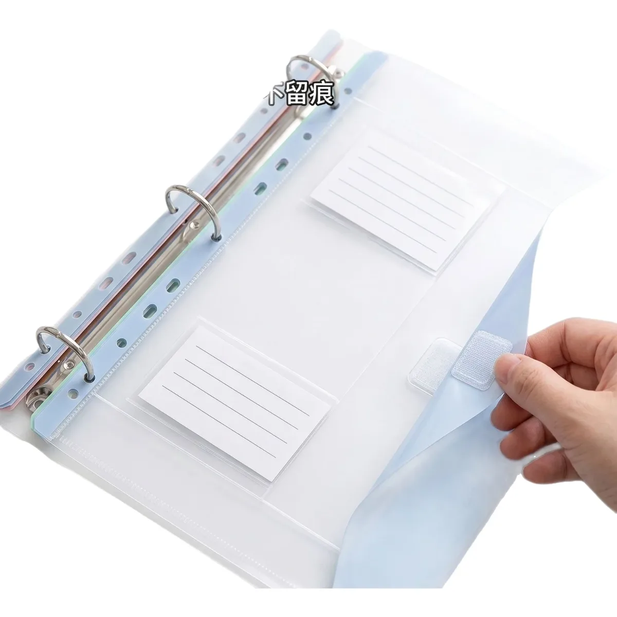 pochette de rangement transparente a4 pour documents, classeur à feuilles mobiles, sac de rangement à 11 trous avec fermeture auto-agrippante, design épuré