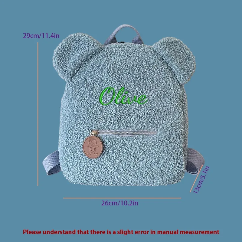 sac à dos décontracté en peluche brodé personnalisé en forme d'ours en peluche, idéal pour l'école, les sorties quotidiennes et les cadeaux