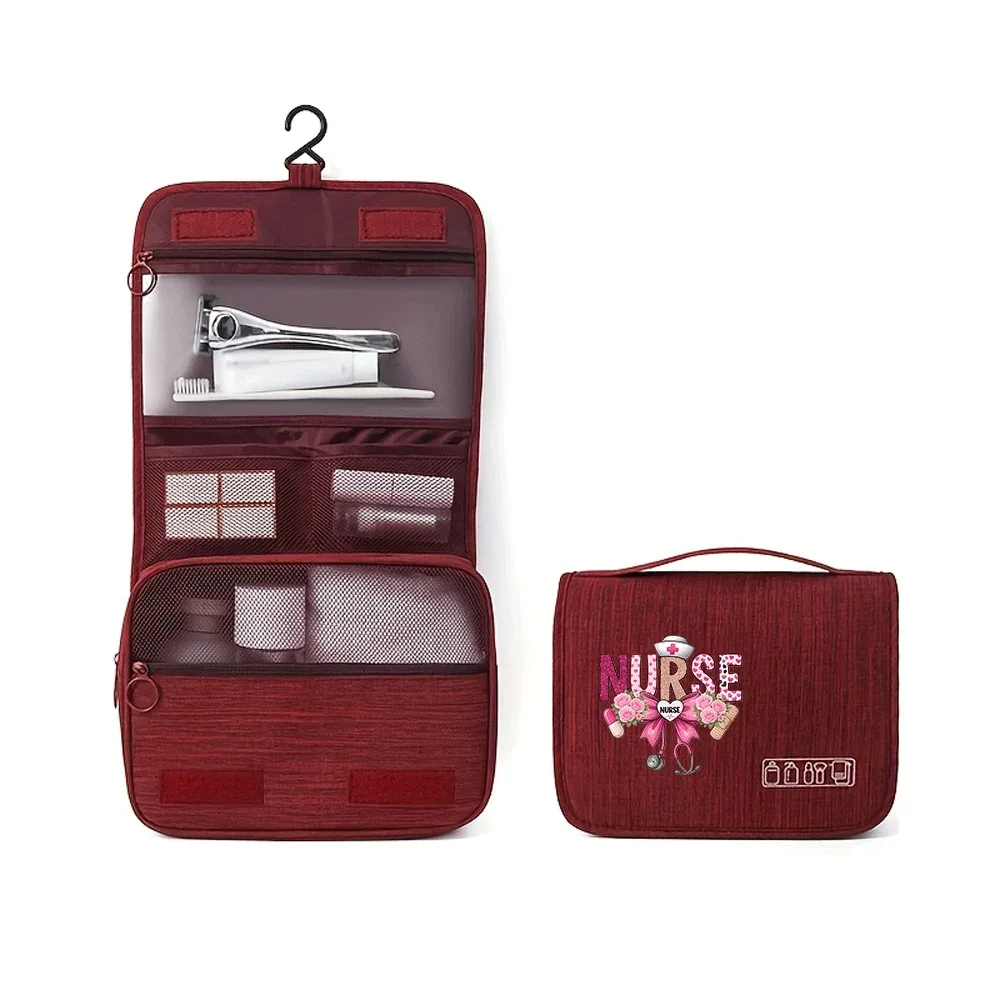 sac de maquillage portable imprimé infirmière, unisexe, grande capacité, organiseur de cosmétiques, trousse de toilette suspendue pour femmes et hommes, lavage, rasage, maquillage