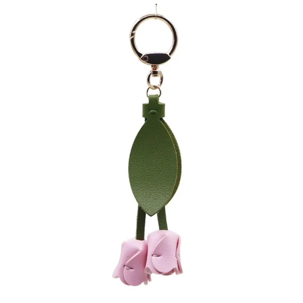pendentif de sac tulipe en cuir pu, dopamine, frais, décoration de sac à dos, accessoires assortis, breloques de sac, lanière florale, cadeau