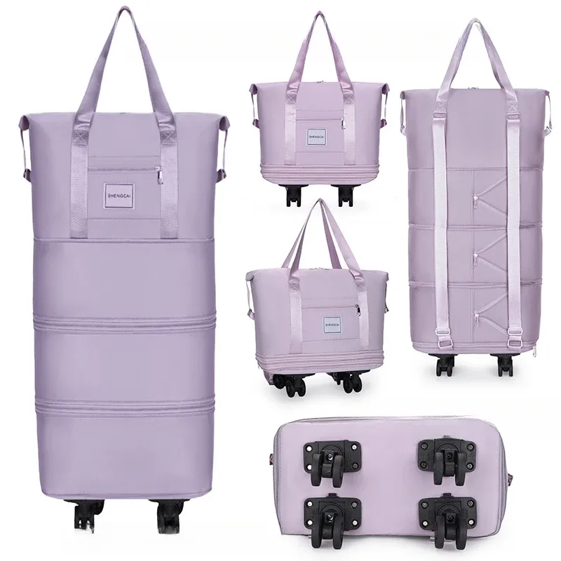 sac de voyage sac à dos grande capacité démontage roue universelle sac de rangement bagages portable double couche sac vérifié avec roue
