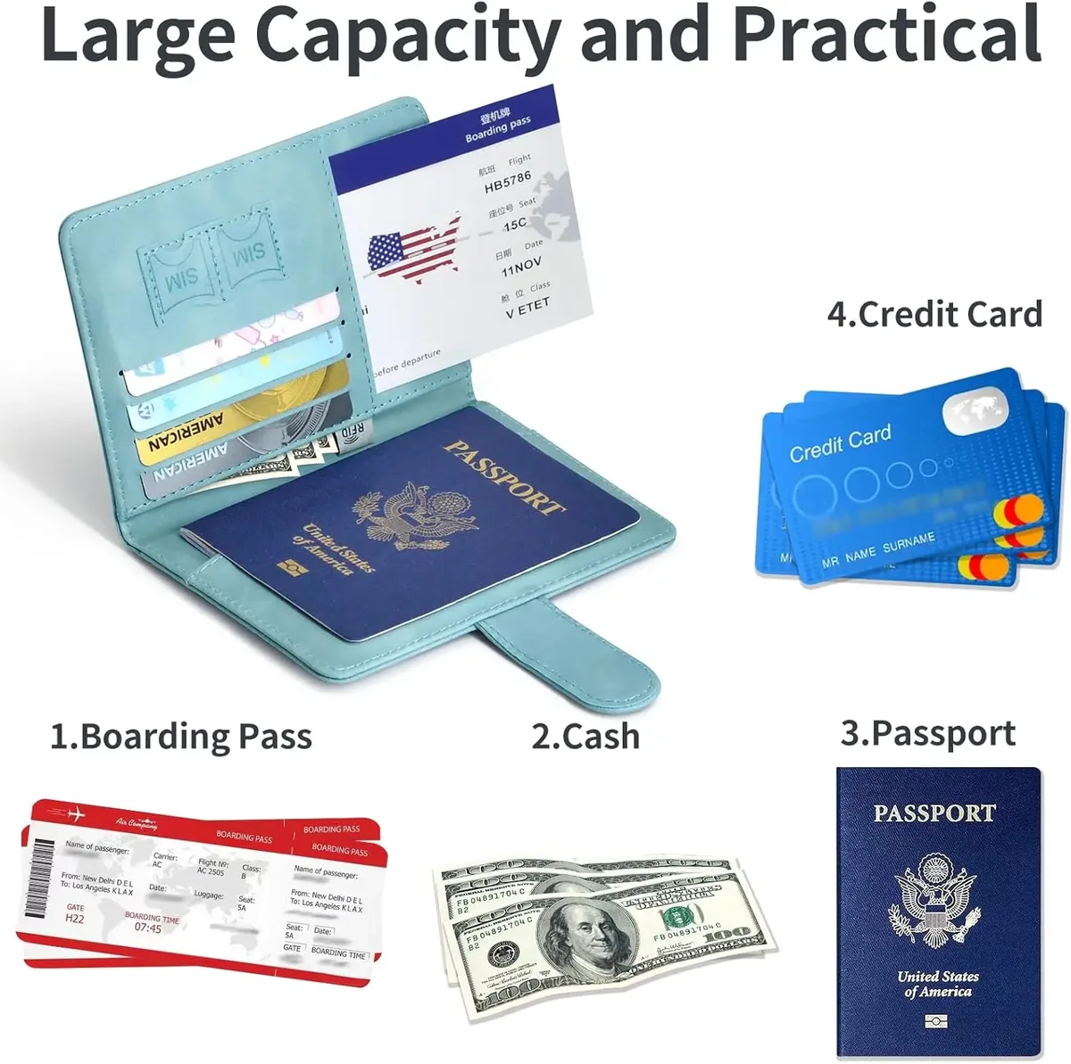 porte-passeport pour homme et femme avec blocage rfid, protège-passeport, organiseur de documents de voyage