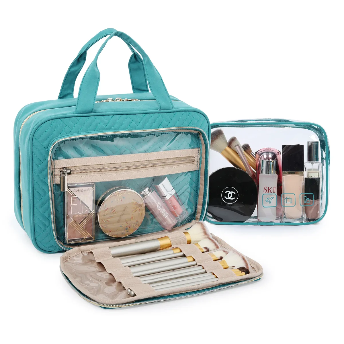 bagsmart – trousse à cosmétiques pour femmes, pochette de maquillage, sac de rangement, grands sacs de toilette imperméables de voyage, trousse de maquillage pour dames