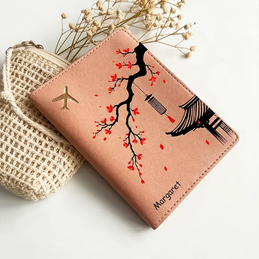 porte-passeport personnalisé à motif floral, léger, portable, portefeuille de voyage, porte-cartes, cadeau essentiel pour les vacances