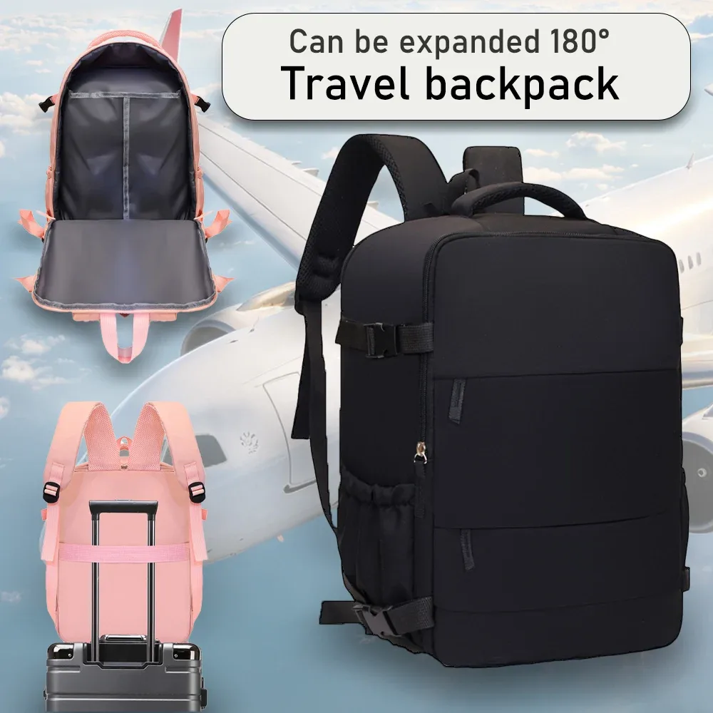 sac à dos de voyage extensible, 180 °     sac de voyage ouvrable, sac décontracté multi-poches pour usage quotidien et voyages