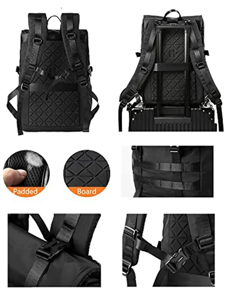 sac à dos à roulettes pour hommes, résistant à l'eau extensible, sac à dos pour ordinateur portable de 17,3 pouces pour les voyages, sac à dos de 40 litres maximum