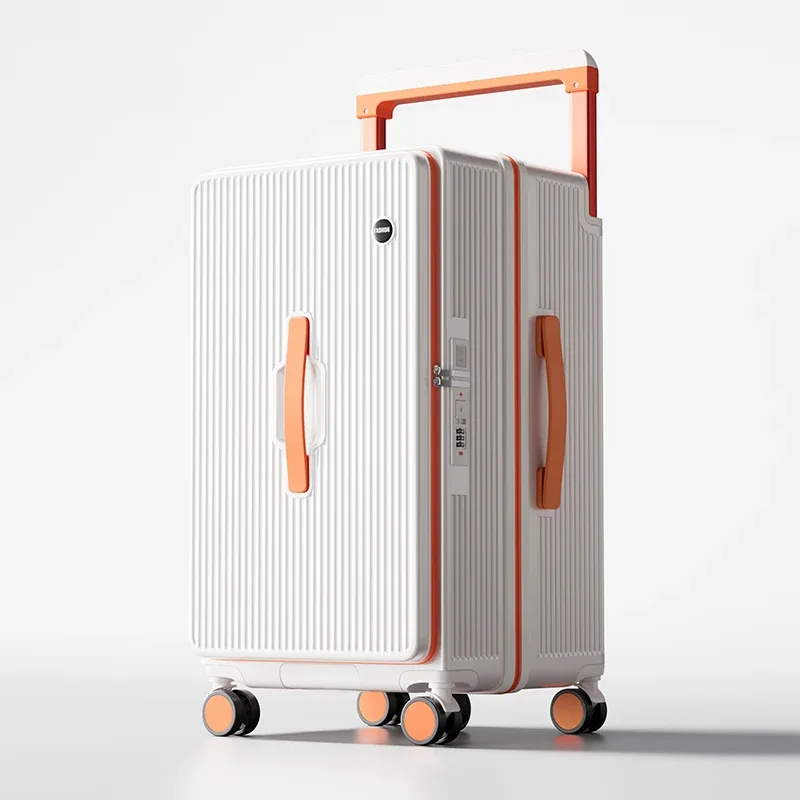 nouvelle valise de voyage à ouverture latérale 1:9 avec poignée large, valise cabine 20 pouces, valise de cabine grande capacité 32 pouces avec serrure à combinaison