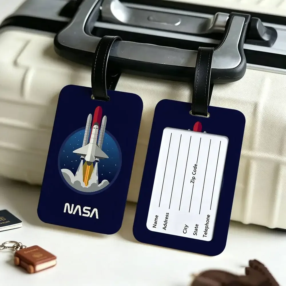 étiquette de bagage en pvc avec logo usa n-nasas, accessoire de voyage, design anti-perte, pochette détachable pour carte d'information